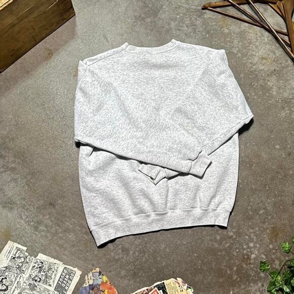 Vintage 90s Boston Crewneck Mens Large Grey Navy Blue Spellout Sweatshirt - Picture 2 of 5